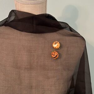 Pumpkin brooches pins. Set of two.